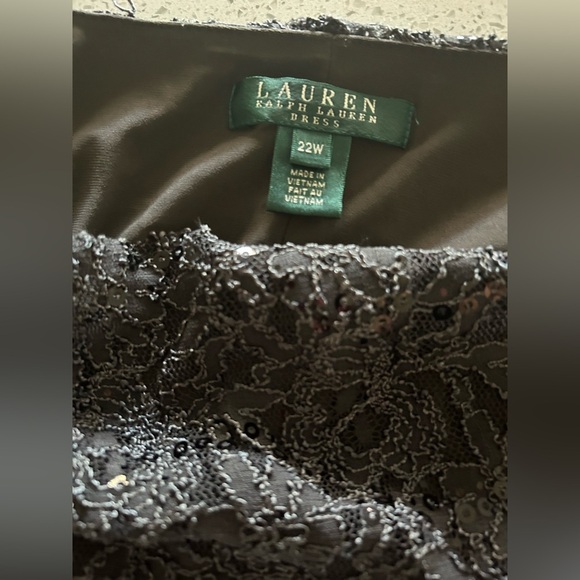 Lauren by Ralph Lauren Black cowl neck  Sequin and Floral Lace Dress size 22W - Picture 6 of 6